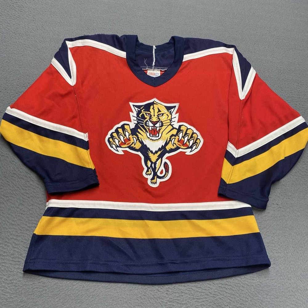 Vintage Florida Panthers Jersey Boys L/XL Red NHL Hockey CCM Made Canada 90s